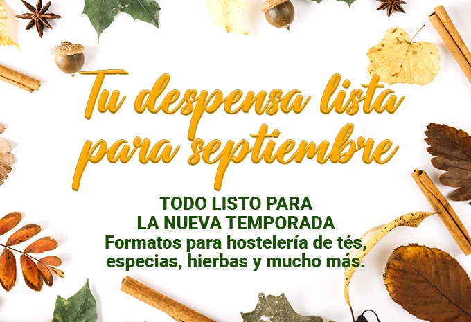 Ofertas de especias, tés y condimentos en formato para hostelería en hierbalia.com
